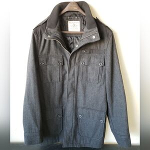 Marc Ecko Cut Sew Coat Wool Jacket Long Men's M Zip Button Gray Black 40